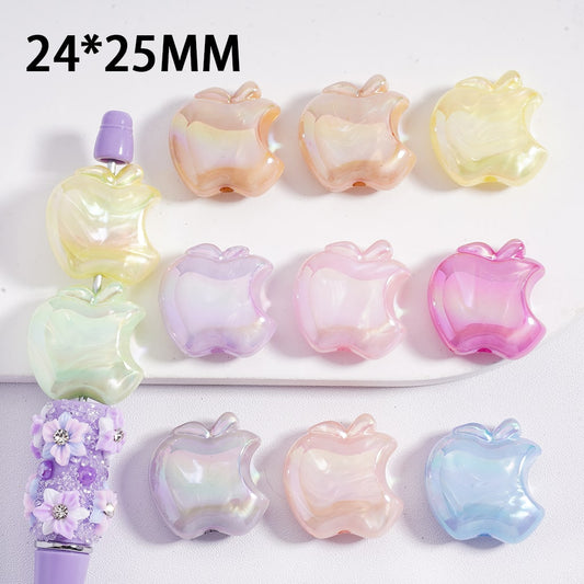 Acrylic Beads UV Coating Cute Flat Apple Multi-Color 24*25MM (Single Color is available for 200pcs(whole bag) Only)
