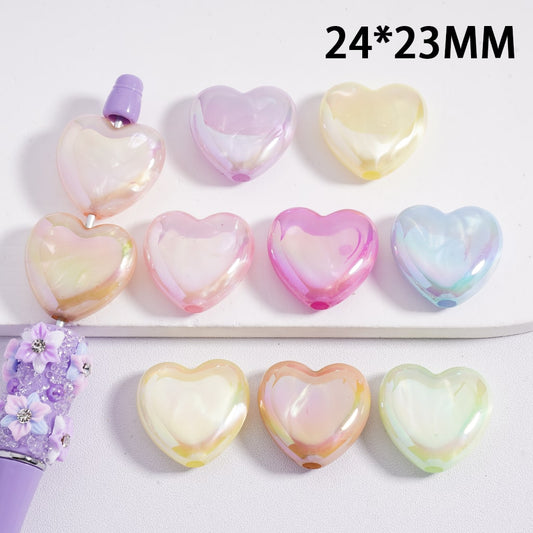 Acrylic Beads UV Coating Flat Heart Multi-Color 24*23MM (Single Color is available for 200pcs(whole bag) Only)