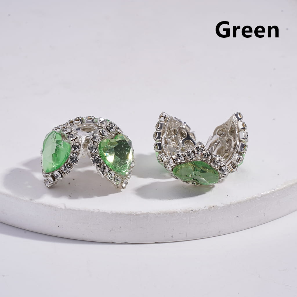 Fancy Bead Cages with Heart Rhinestones and Clear Rhinestone Chains, Alloy Bead Cap, Multi-Color (They Fit 16MM Beads)