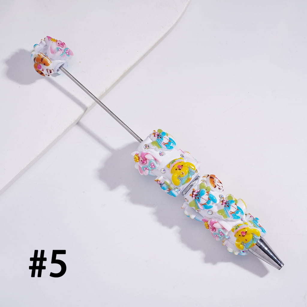 Beadable Clay Pens with Classic Animation Animal Character and Mini AB Rhinestones