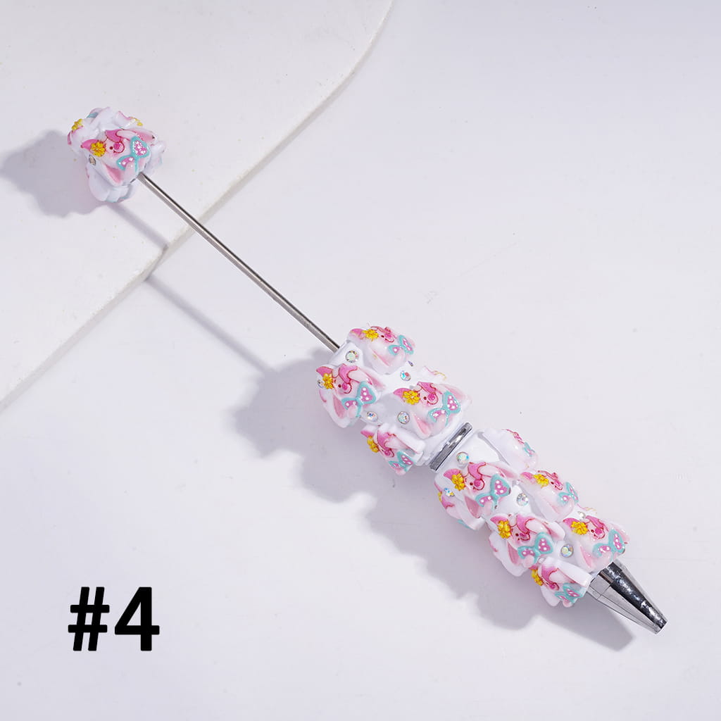 Beadable Clay Pens with Classic Animation Animal Character and Mini AB Rhinestones