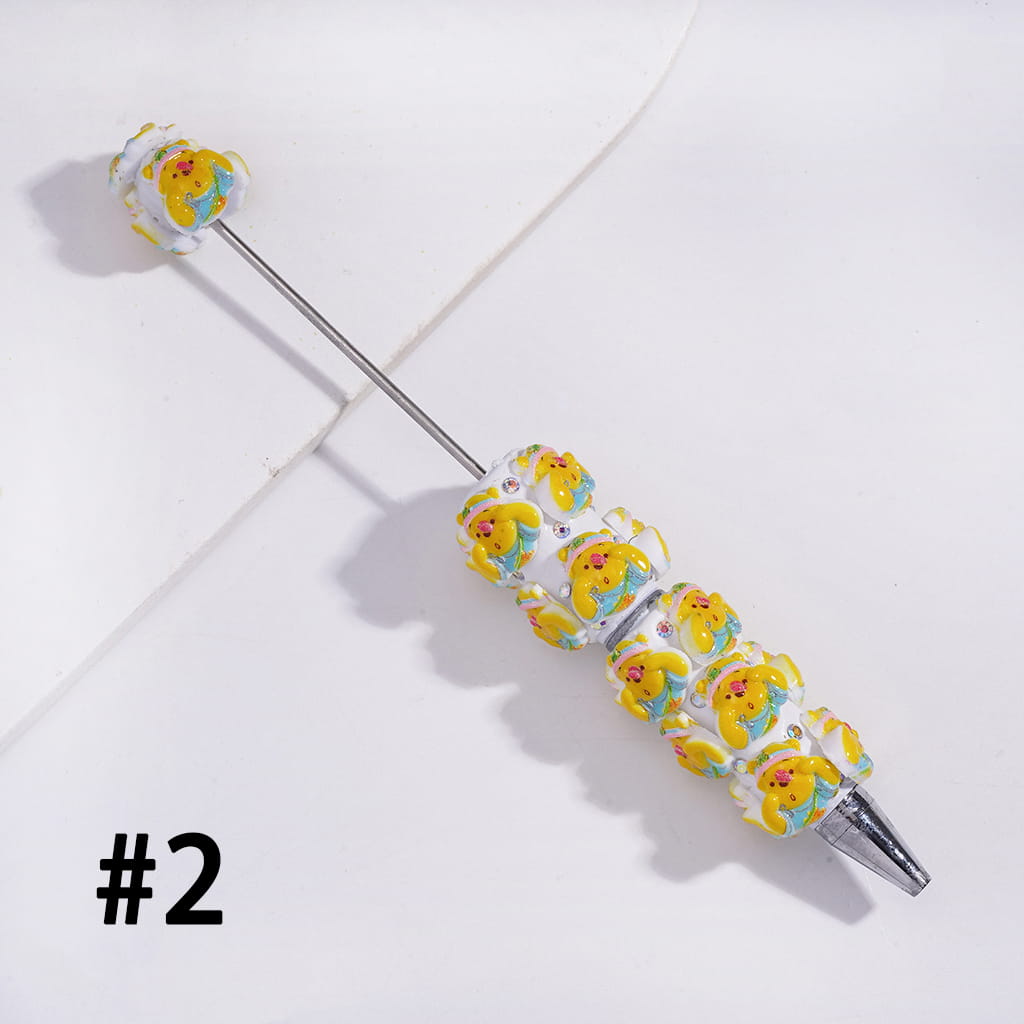 Beadable Clay Pens with Classic Animation Animal Character and Mini AB Rhinestones