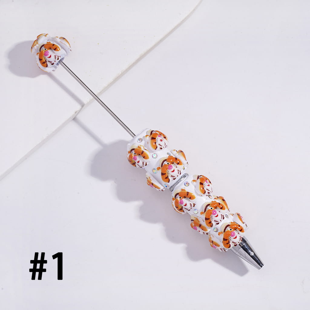 Beadable Clay Pens with Classic Animation Animal Character and Mini AB Rhinestones