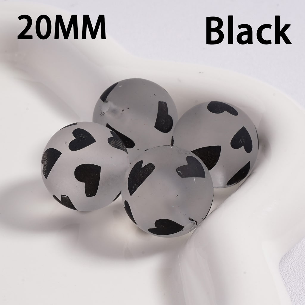 Acrylic Beads Frosted Matte Cute Heart Prints Multi-Color 20MM (Single Color is available for 100pcs(Whole Bag) Only)