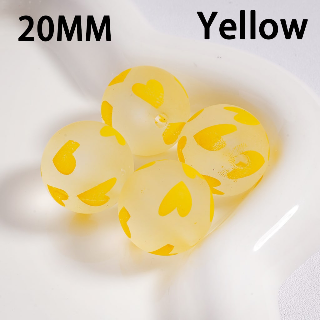 Acrylic Beads Frosted Matte Cute Heart Prints Multi-Color 20MM (Single Color is available for 100pcs(Whole Bag) Only)