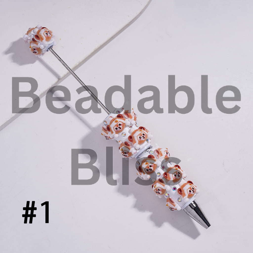 Beadable Clay Pens with Classic Animal Family Series and AB Rhinestones