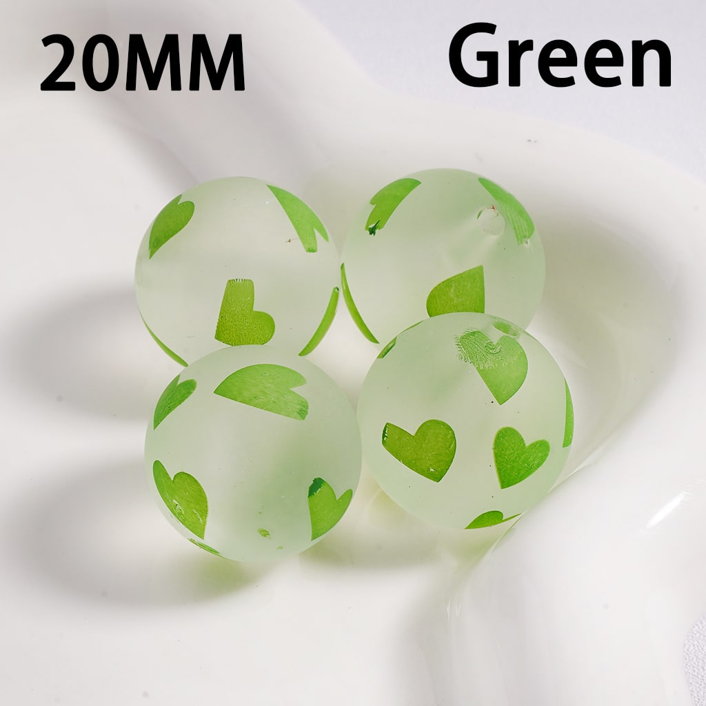 Acrylic Beads Frosted Matte Cute Heart Prints Multi-Color 20MM (Single Color is available for 100pcs(Whole Bag) Only)