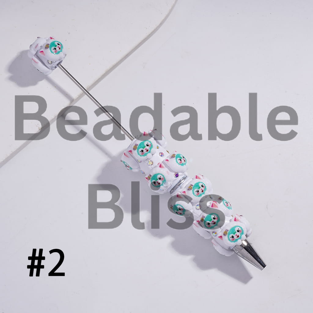 Beadable Clay Pens with Classic Animal Family Series and AB Rhinestones