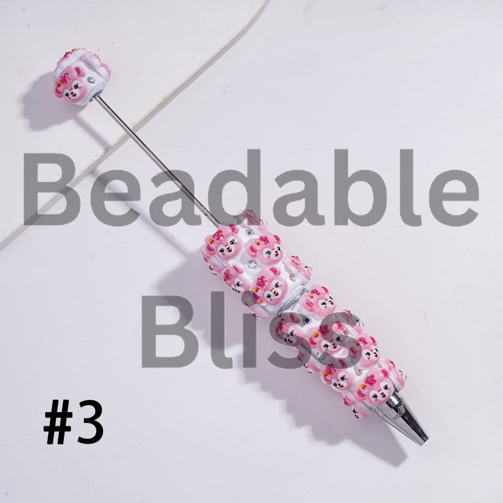 Beadable Clay Pens with Classic Animal Family Series and AB Rhinestones