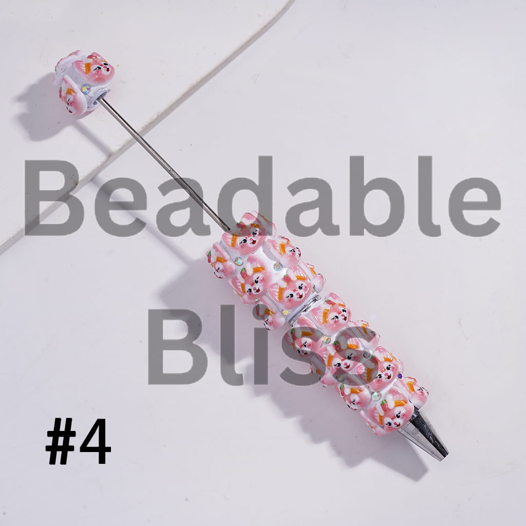 Beadable Clay Pens with Classic Animal Family Series and AB Rhinestones