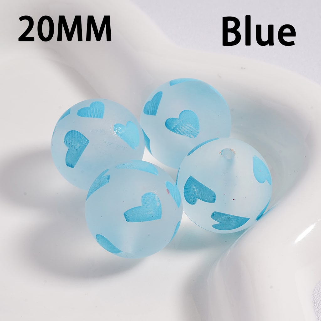 Acrylic Beads Frosted Matte Cute Heart Prints Multi-Color 20MM (Single Color is available for 100pcs(Whole Bag) Only)