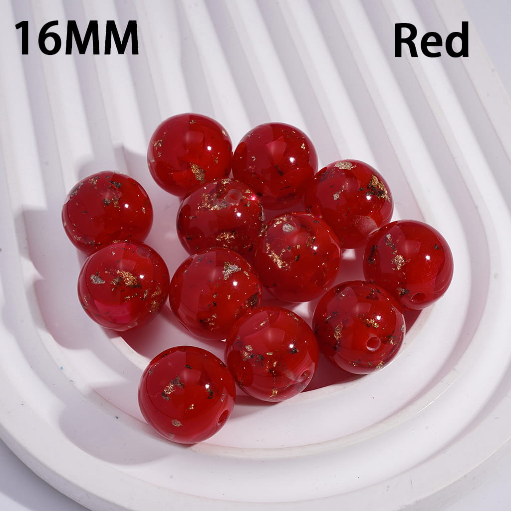 Acrylic Beads for Bracelets with Gold Foil Paper & Crescent Shape Broken Shell Flakes in Cat Eye Style, 16MM, Multi-Color