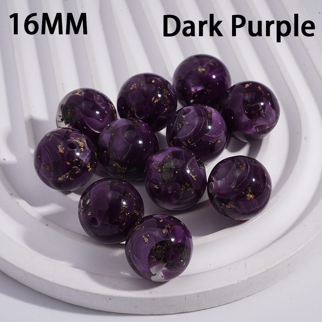 Acrylic Beads for Bracelets with Gold Foil Paper & Crescent Shape Broken Shell Flakes in Cat Eye Style, 16MM, Multi-Color