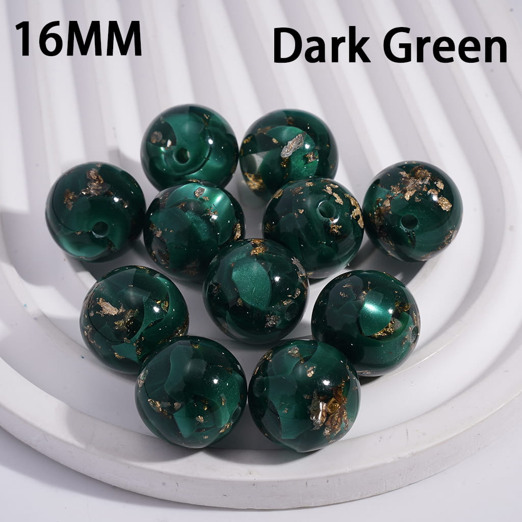 Acrylic Beads for Bracelets with Gold Foil Paper & Crescent Shape Broken Shell Flakes in Cat Eye Style, 16MM, Multi-Color