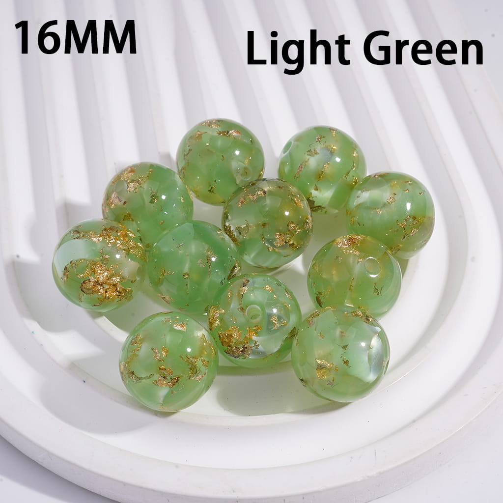 Acrylic Beads for Bracelets with Gold Foil Paper & Crescent Shape Broken Shell Flakes in Cat Eye Style, 16MM, Multi-Color