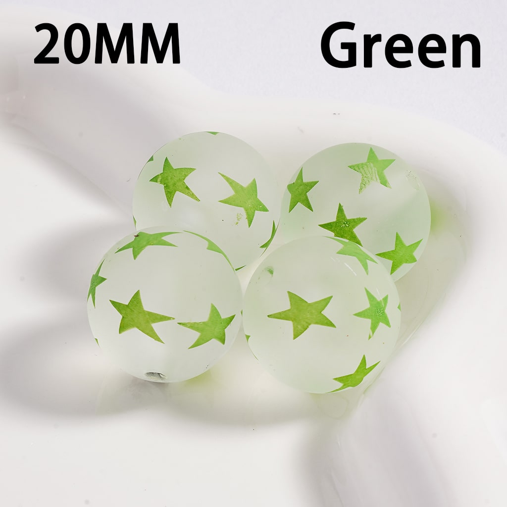 Acrylic Beads Frosted Matte Cute Five-Pointed Star Prints Multi-Color 20MM (Single Color is available for 100pcs(Whole Bag) Only)
