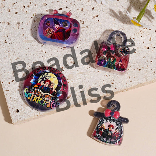 Acrylic Beads for Pendants Halloween Theme Spooky Sister Character Series, Random Mix