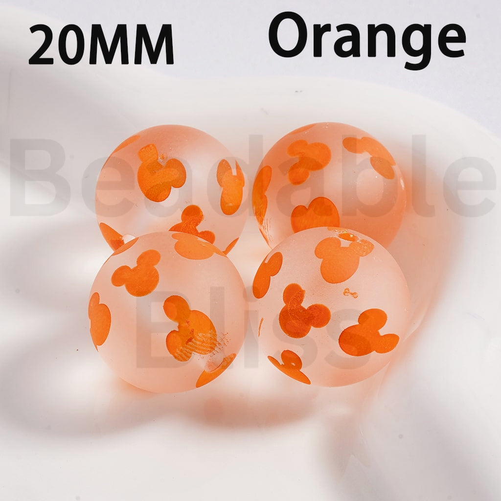 Acrylic Beads Frosted Matte Cute Micke Mouse Head Prints Multi-Color 20MM (Single Color is available for 100pcs(Whole Bag) Only)