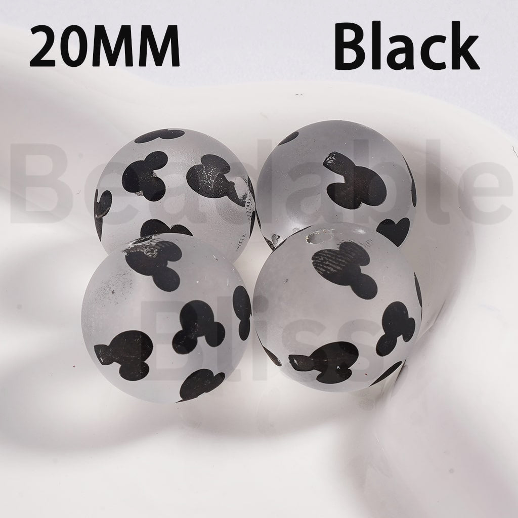 Acrylic Beads Frosted Matte Cute Micke Mouse Head Prints Multi-Color 20MM (Single Color is available for 100pcs(Whole Bag) Only)