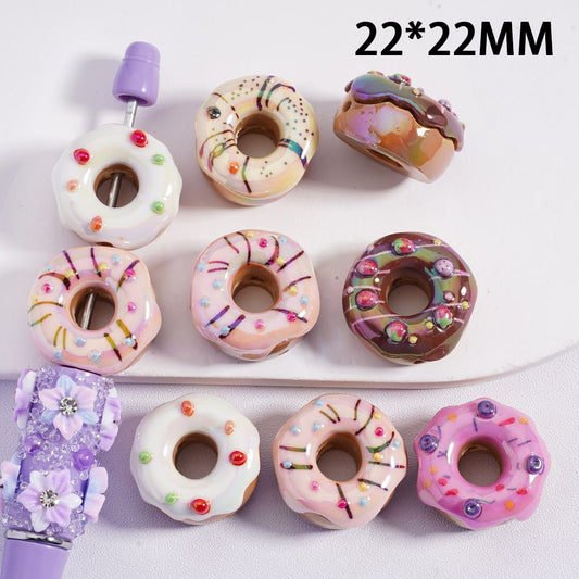 Acrylic Beads UV Coating Vivid Doughnut Donut 22MM, Random Mix