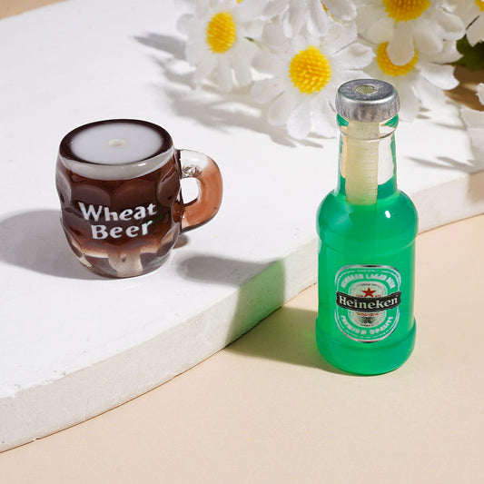 Acrylic Beads Mini Beer Bottle and Beer Cup Series, Random Mix