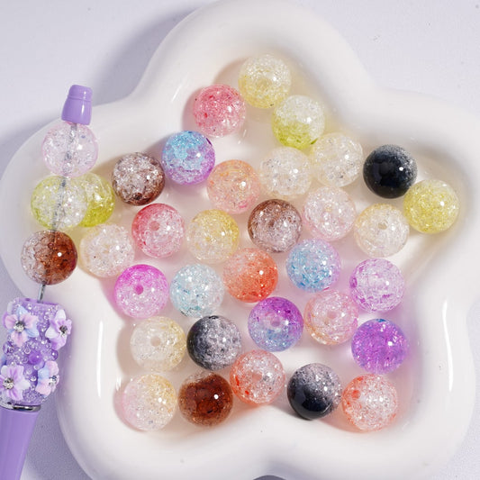 Acrylic Beads Crackle Double Color 16MM, Random Mix