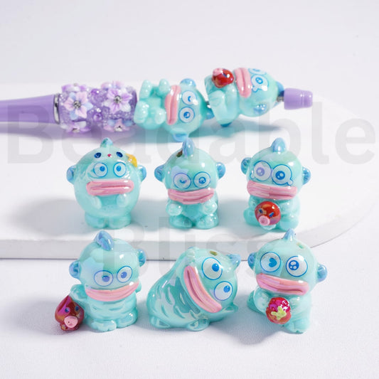 Acrylic Beads UV Coating Cute Ugly Fish Hanto Sanri, Random Mix