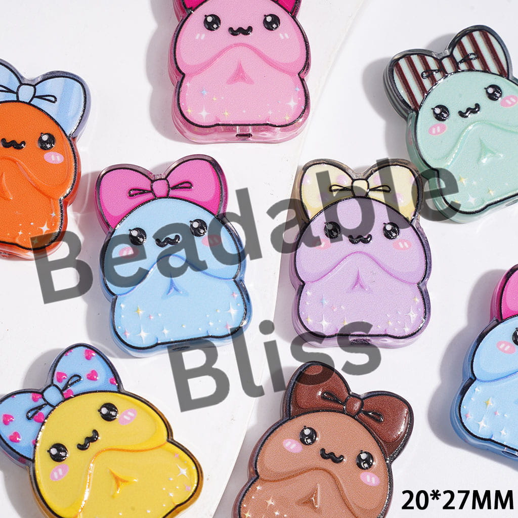 Bowtie in Man Exclusive Series Semi-Clear Acrylic Beads, 20*27MM Multi-Color Random Mix