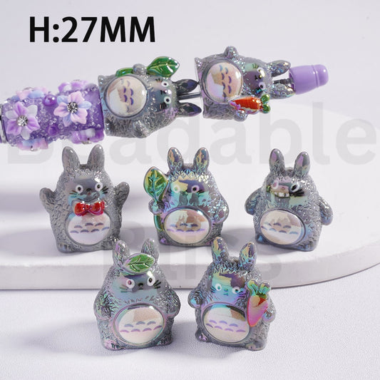 Acrylic Beads UV Coating Cute Totor Japan Anime Solid Color 27MM Height, Random Mix