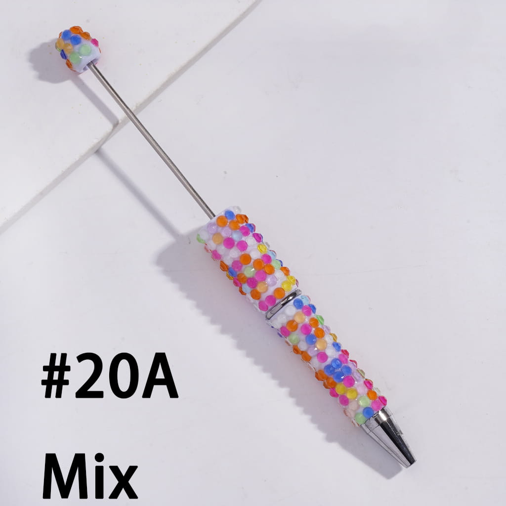 Beadable Pens with Luminous Bling Bling Jelly Rhinestones Covered the Entire Pen, Multi-Color