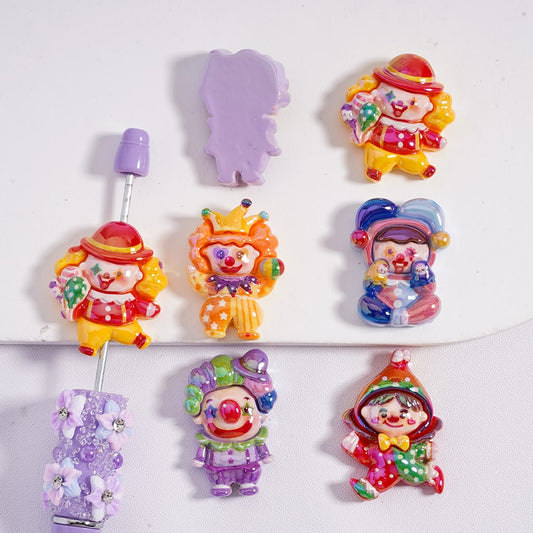 Acrylic Beads UV Coating Cute Christmas Clown, Random Mix