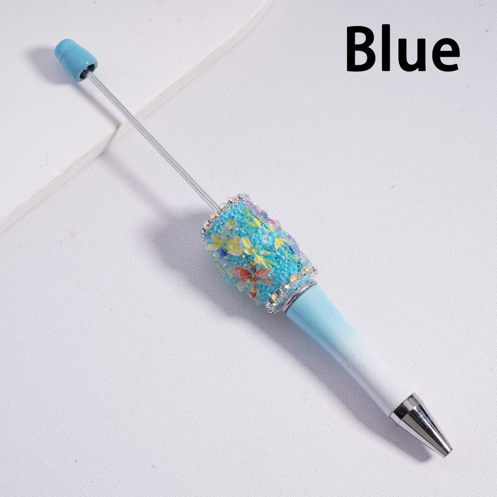 Beadable Clay Pen Luminous with AB Rhinestone Chains Clear Sugar Cute Dragonfly Flowers