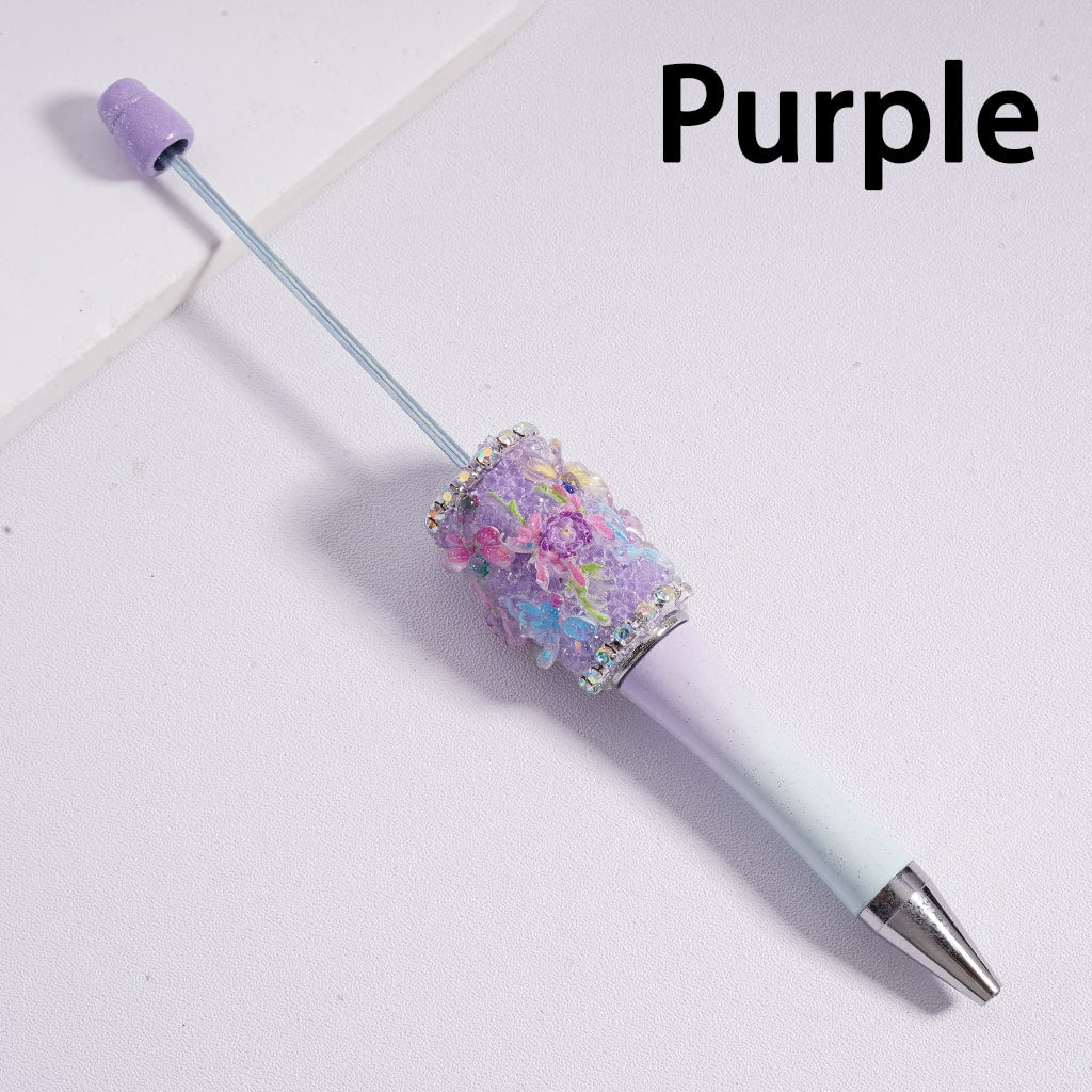Beadable Clay Pen Luminous with AB Rhinestone Chains Clear Sugar Cute Dragonfly Flowers