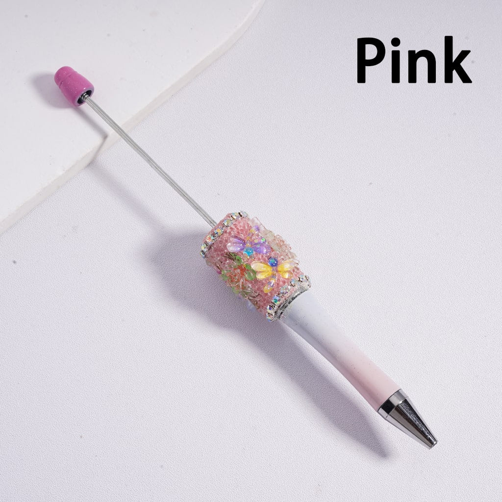 Beadable Clay Pen Luminous with AB Rhinestone Chains Clear Sugar Cute Dragonfly Flowers