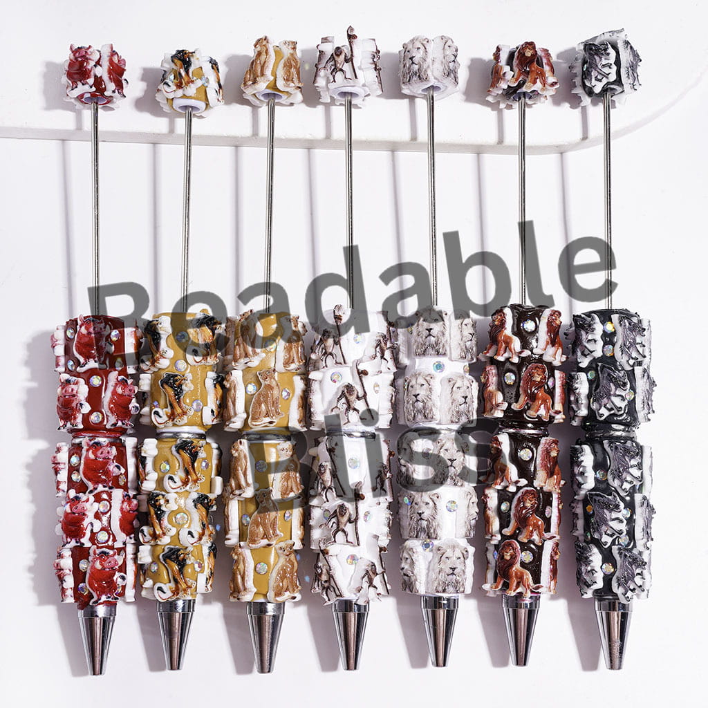 Lion Leader Character Series and AB Rhinestones Beadable Clay Pens