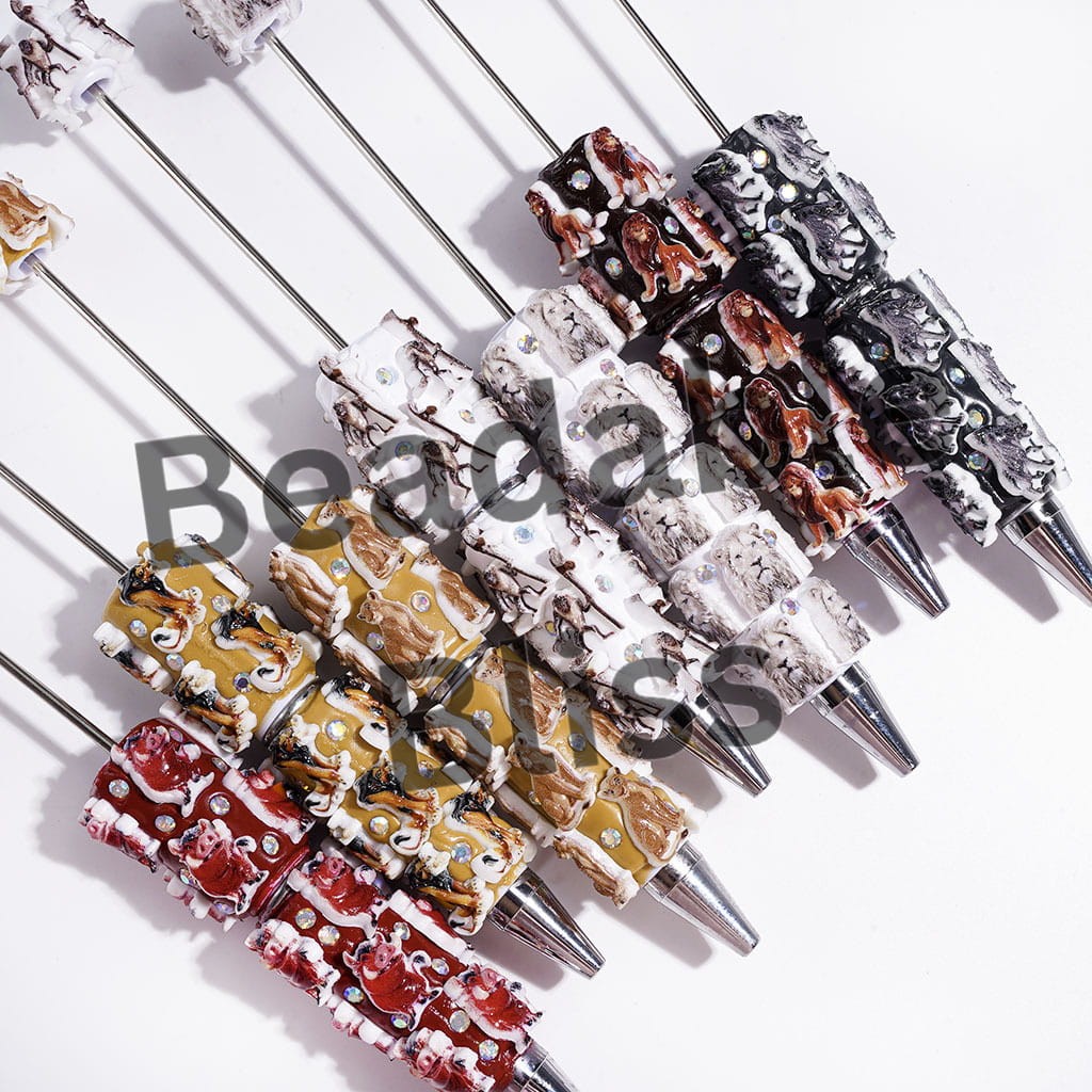 Lion Leader Character Series and AB Rhinestones Beadable Clay Pens