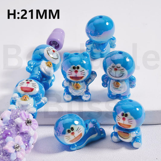 Acrylic Beads UV Coating Cute Doraemo Japan Anime 21MM Height, Random Mix
