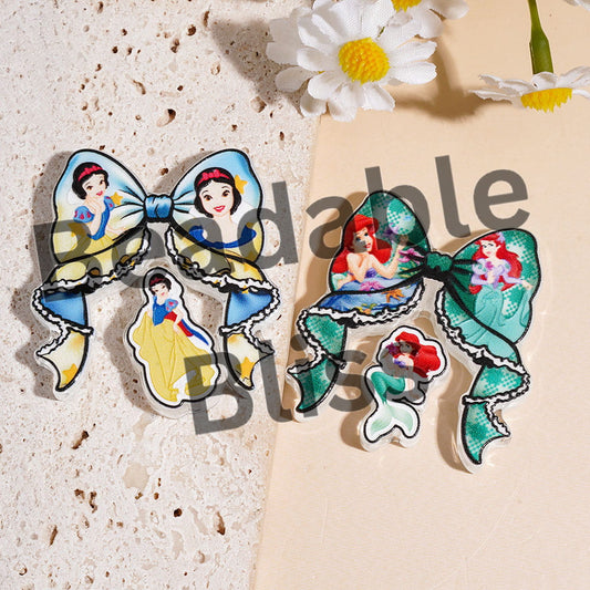 Classic Animation Beautiful Princess Character Series Acrylic Beads Bow and Decoration, Random Mix (Please Read Description)
