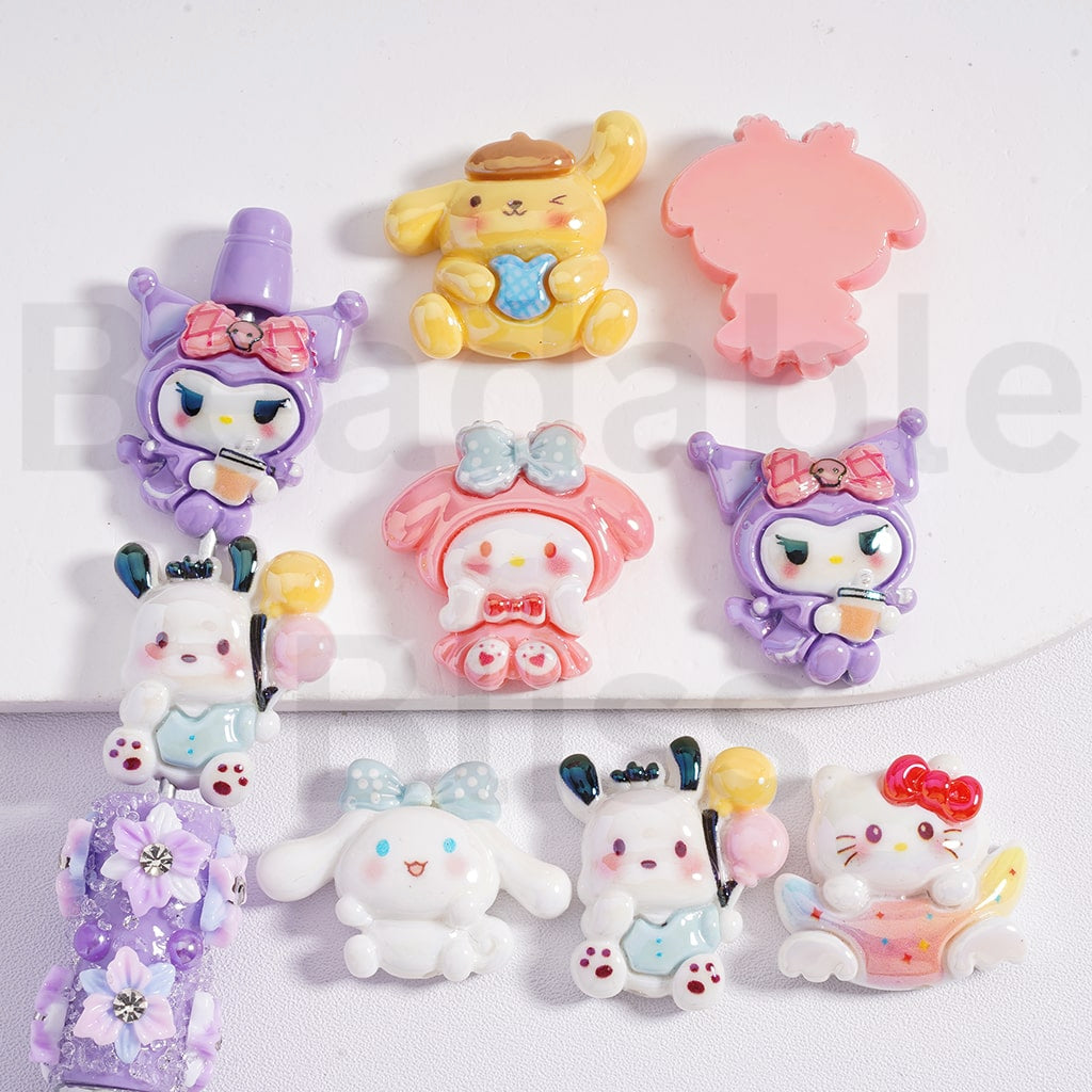 Acrylic Beads UV Coating Cute Sanri Family Hello Kitt Kurom My Melod Pom Pom Puri Pochacc Cinnamonrol