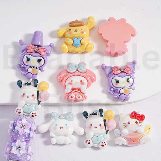 Acrylic Beads UV Coating Cute Sanri Family Hello Kitt Kurom My Melod Pom Pom Puri Pochacc Cinnamonrol
