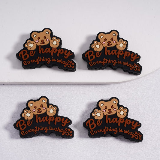 Silicone Focal Beads Cute Bear Be Happy Everything is Okay