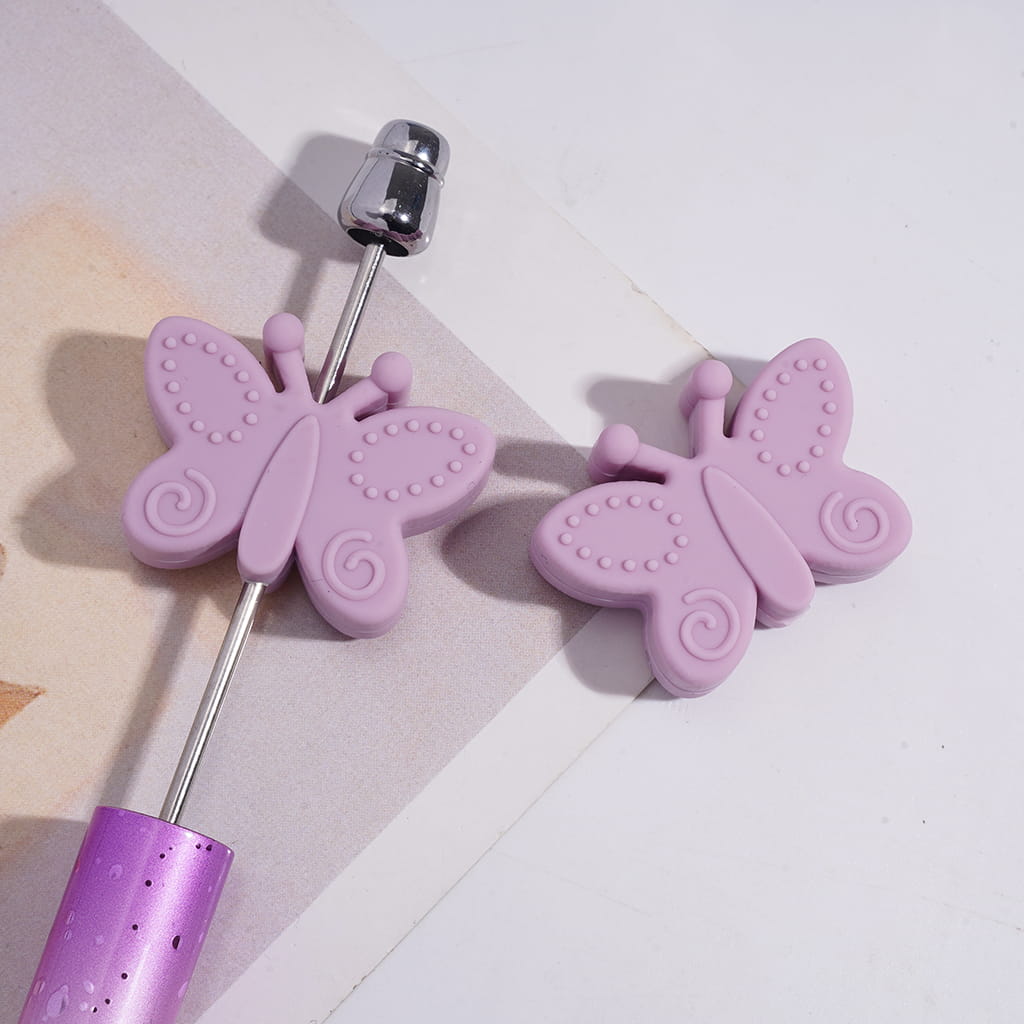 Silicone Beads Butterfly with Opening Wings, Solid Pastel Color