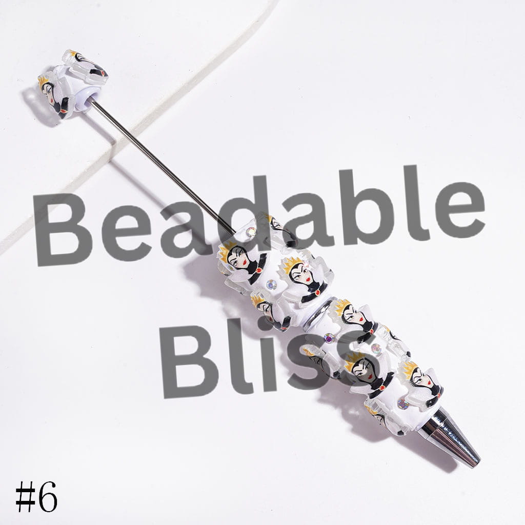 Classic Animation Villain Character and AB Rhinestones Beadable Clay Pens, Various Colors Background