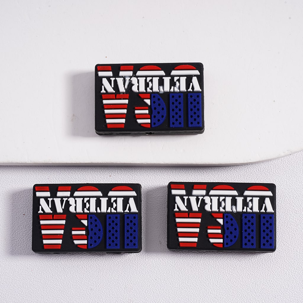 Silicone Focal Beads USA America Veteran Series Skeleton Skull Head Army Boots