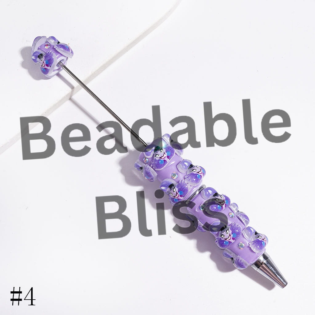 Classic Animation Villain Character and AB Rhinestones Beadable Clay Pens, Various Colors Background