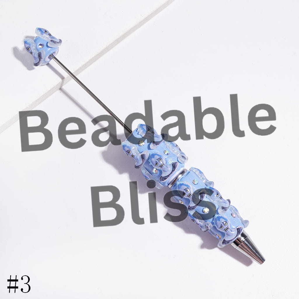 Classic Animation Villain Character and AB Rhinestones Beadable Clay Pens, Various Colors Background