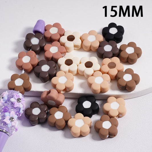 Acrylic Beads Mini Cute Five-Petaled Flower Multi-Color 15MM, Random Mix