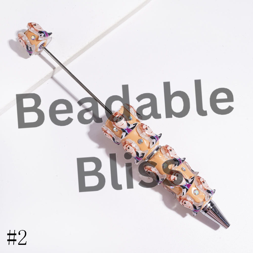 Classic Animation Villain Character and AB Rhinestones Beadable Clay Pens, Various Colors Background