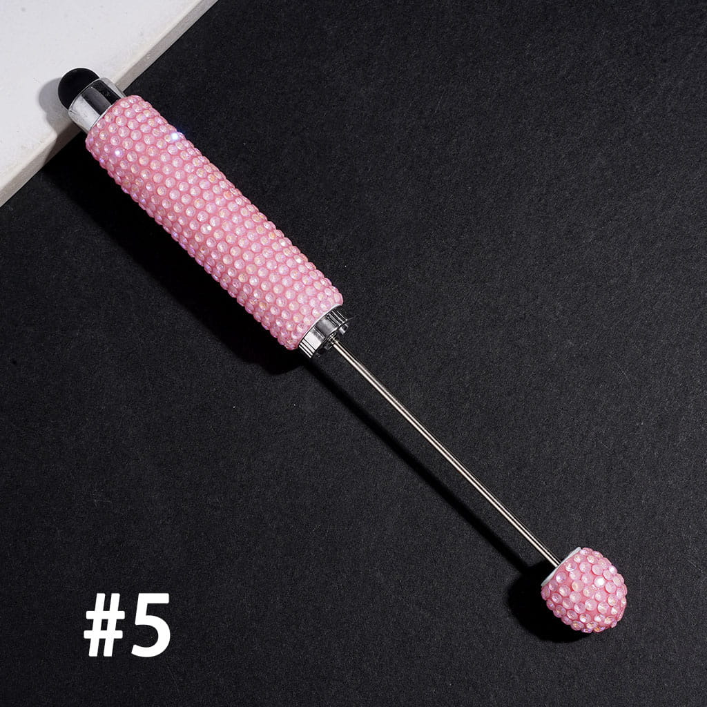 Beadable Clay Stylus Pens with UV Coated Sparkling Rhinestones Covering the Entire Pen, Multi-Color