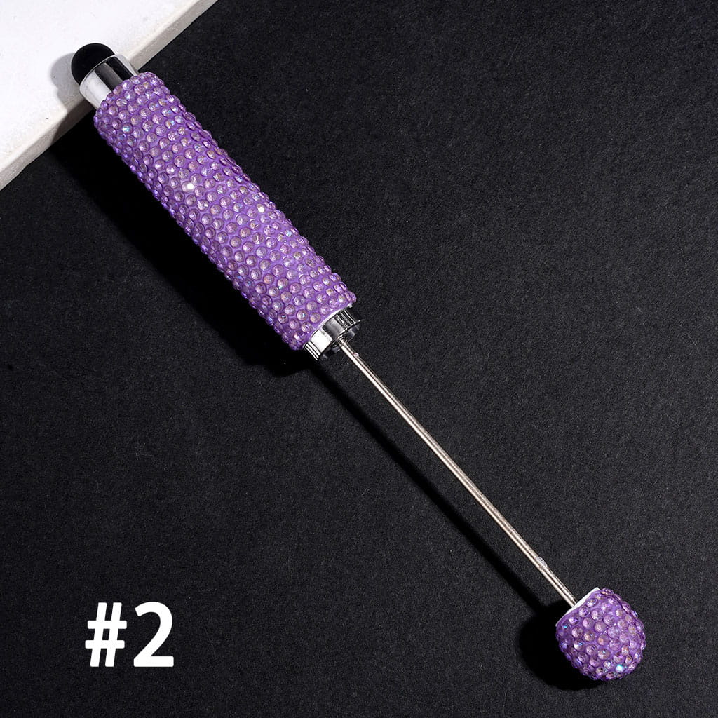 Beadable Clay Stylus Pens with UV Coated Sparkling Rhinestones Covering the Entire Pen, Multi-Color